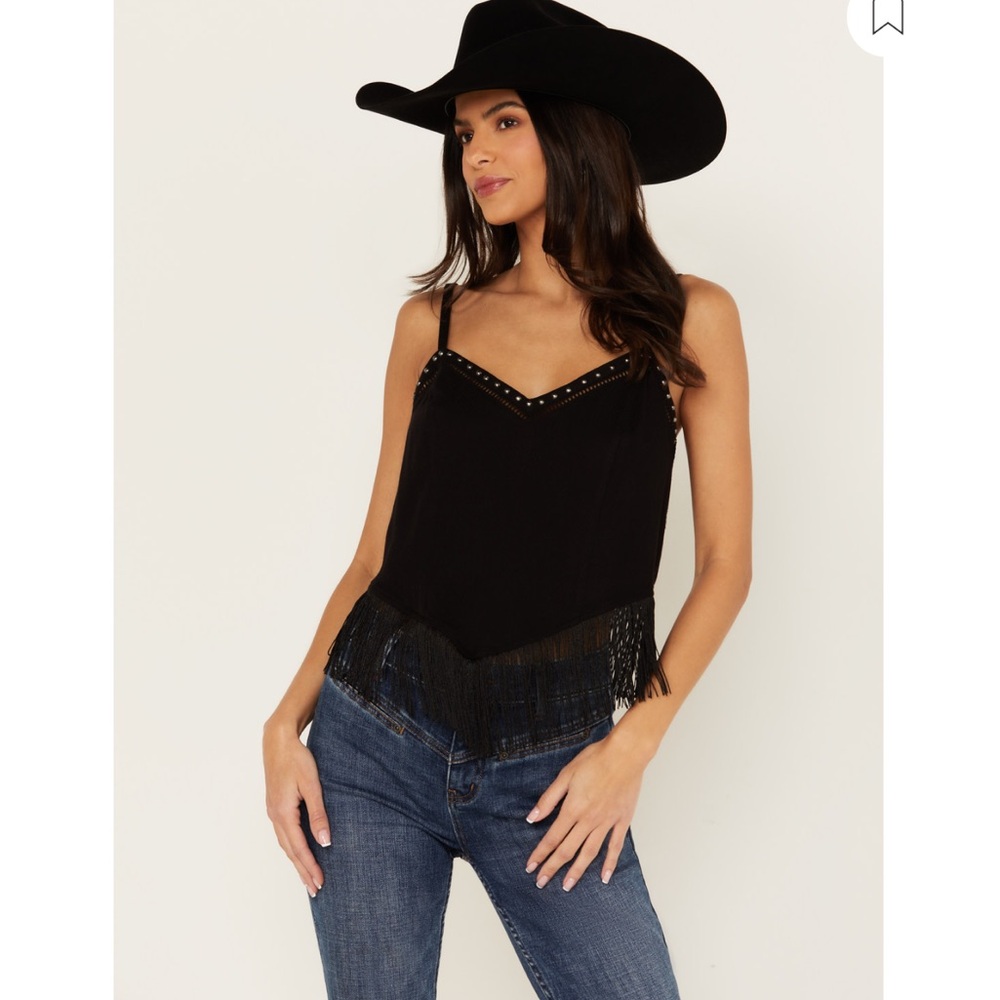 Black Fringe Tank Top
